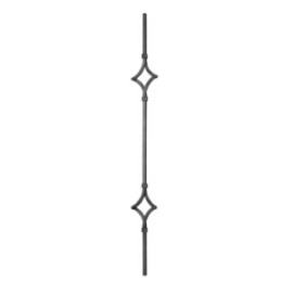 BARRA DECORADA FORJA ITALIANA 2 ROMBOS CUAD. 1/2" 1 M (GD20/2)