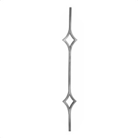 BARRA DECORADA FORJA ITALIANA 2 ROMBOS CUAD. 1/2" 1 M (GD58/2)